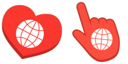 Cursor preview: Globe Heart - 5 - cute-cursor.com
