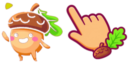 Cursor preview: Leafy Acorn - 64 - cute-cursor.com