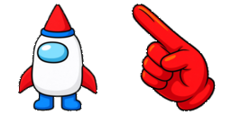 Cursor preview: Among Us Red Rocket Character - 51 - cute-cursor.com