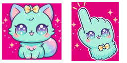 Cursor preview: Mint Starry Kitten - 25 - cute-cursor.com