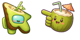 Cursor preview: Among Us Green Coconut Drink Character - 1 - cute-cursor.com