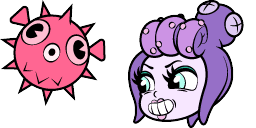 Cursor preview: Cuphead Mermaid Gorgon Cute Cursor Pack - 1 - cute-cursor.com