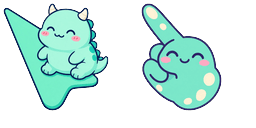 Cursor preview: Mint Kawaii Dino - 1 - cute-cursor.com