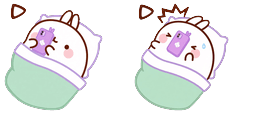 Cursor preview: Molang Chilling Bed Phone Cursor - 1 - cute-cursor.com