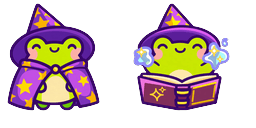 Cursor preview: Cute Wizard Frog Spell Book - 1 - cute-cursor.com