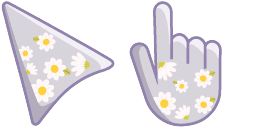 Cursor preview: Grey White Chamomile - 54 - cute-cursor.com