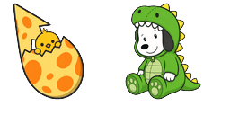 Cursor preview: Snoopy Dino Woodstock Dino Egg - 65 - cute-cursor.com