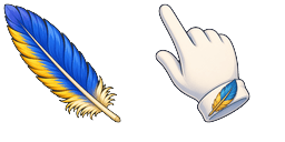 Cursor preview: Cute Blue Gold Macaw Feather - 67 - cute-cursor.com