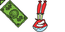 Cursor preview: Custom Cute MR Krabs Dollar - 29 - cute-cursor.com