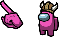 Cursor preview: Pink Viking Crewmate - 67 - cute-cursor.com