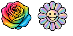 Cursor preview: Rainbow Rose Daisy - 67 - cute-cursor.com