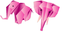 커서 미리보기: Origami Pink Elephant - 60 - cute-cursor.com