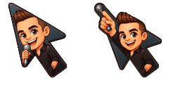 Cursor preview: Meme Cute Robbie Williams Mic - 66 - cute-cursor.com