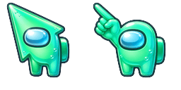Cursor preview: Meme Cute Among Us Green Frutiger Aero Character - 64 - cute-cursor.com