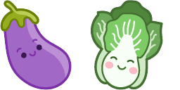 Cursor preview: Eggplant and Lettuce - 66 - cute-cursor.com