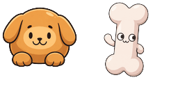 Cursor preview: Chibi Dog Bone - 64 - cute-cursor.com