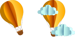 Cursor preview: Origami Balloon and Clouds - 1 - cute-cursor.com