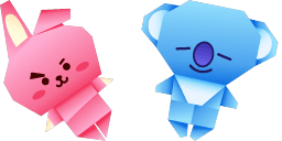 Cursor preview: Origami Cooky and Koya - 65 - cute-cursor.com