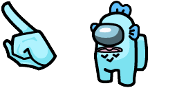 Cursor preview: Hangyodon Teal Crewmate - 1 - cute-cursor.com