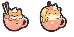 Cursor preview: Honey Fox Latte Cursor - 65 - cute-cursor.com