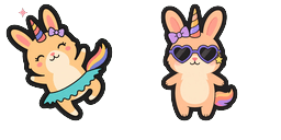 Cursor preview: Peach Bunnycorn Glam Cursor - 1 - cute-cursor.com