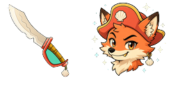 Cursor preview: Coral Tide Cutlass Cursor - 1 - cute-cursor.com