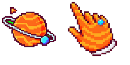 Cursor preview: Cute Pixel Ringed Planet - 1 - cute-cursor.com