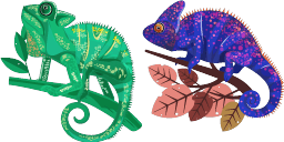 Cursor preview: Rainbow Chameleon - 66 - cute-cursor.com