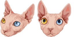 Cursor preview: Sphynx Snuggle - 1 - cute-cursor.com
