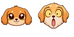 Cursor preview: Meme Cute Shocked Dog - 66 - cute-cursor.com