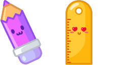Cursor preview: Purple Pencil and Ruler - 66 - cute-cursor.com
