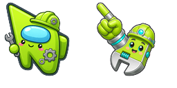 Cursor preview: Among Us Show Lime aka Engineer - 52 - cute-cursor.com