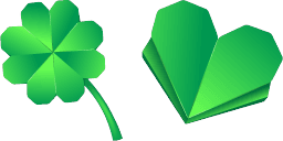 Cursor preview: Origami Clover and Heart - 51 - cute-cursor.com