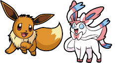 Cursor preview: Eevee and Sylveon - 58 - cute-cursor.com