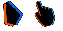 Cursor preview: Anaglyph Orange Blue - 63 - cute-cursor.com