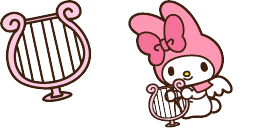 Cursor preview: My Melody and Harp - 58 - cute-cursor.com