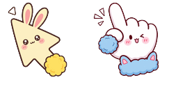 Cursor preview: Chiikawa Usagi and Hachiware Pom Poms - 60 - cute-cursor.com