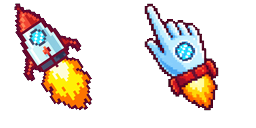 Cursor preview: Cute Pixel Rocket - 60 - cute-cursor.com