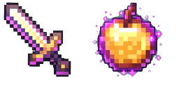 Cursor preview: Minecraft Enchanted Golden Apple and Sword - 61 - cute-cursor.com