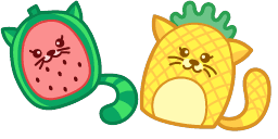 Cursor preview: Fruit Feasting Kitty - 63 - cute-cursor.com