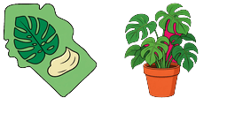 Cursor preview: Monstera Leaf Pot - 63 - cute-cursor.com