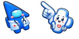 Cursor preview: Among Us Show Blue aka Doctor - 64 - cute-cursor.com