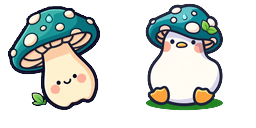 Cursor preview: Teal Mushroom Duckling - 62 - cute-cursor.com