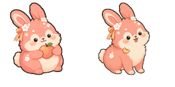 Cursor preview: Coral Bunny Peach Cursor - 2 - cute-cursor.com