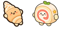 Cursor preview: Peach Croissant Roll Cursor - 65 - cute-cursor.com