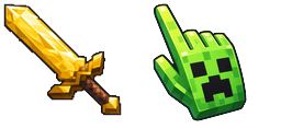 Cursor preview: Minecraft Golden Sword Creeper Head - 66 - cute-cursor.com