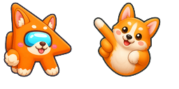 Cursor preview: Among Us Orange Corgi Character - 66 - cute-cursor.com