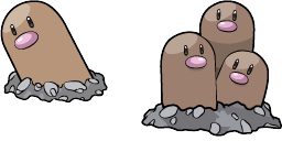 Cursor preview: Diglett and Dugtrio - 1 - cute-cursor.com