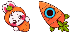 Cursor preview: Chibi Carrot Bunny - 1 - cute-cursor.com