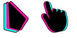 Cursor preview: Anaglyph Pink Teal - 1 - cute-cursor.com